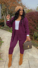 Load image into Gallery viewer, Comfy Times Cardigan Set - Plum
