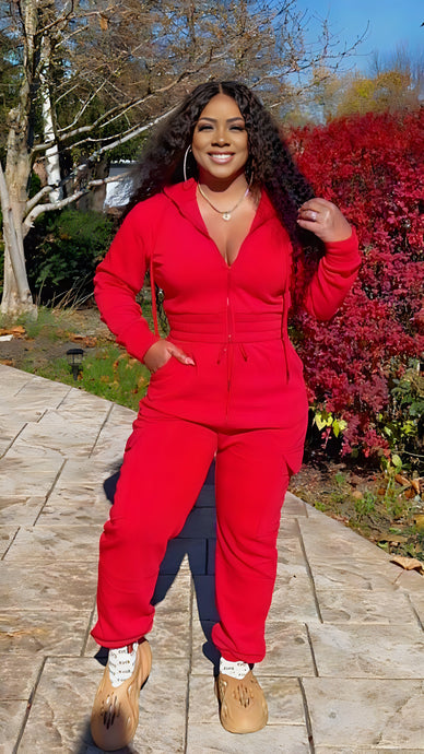 Cozy and Chic Jogger Set - Red