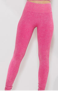 Washed Out Leggings - Pink