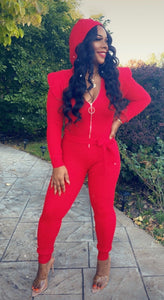 Falling Fast Jumpsuit - Red