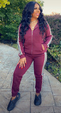 Load image into Gallery viewer, Three Stripes Hoodie Jogger Set - Burgundy