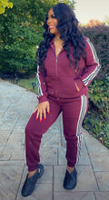 Load image into Gallery viewer, Three Stripes Hoodie Jogger Set - Burgundy