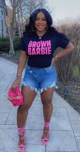 Brown Barbie T-Shirt - Black/Pink