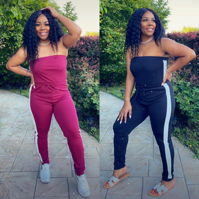 Slaying at Home Jumpsuit - Burgundy/White
