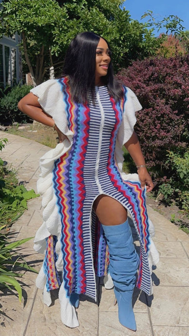 Aztec Luxe Sweater Dress - Teal Multi